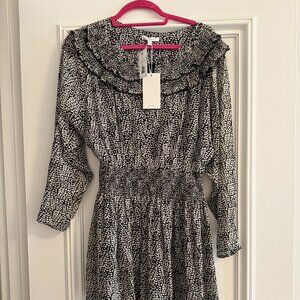 Joie: New With Tags Ruffle Collar Silk Mini Dress, Size Small